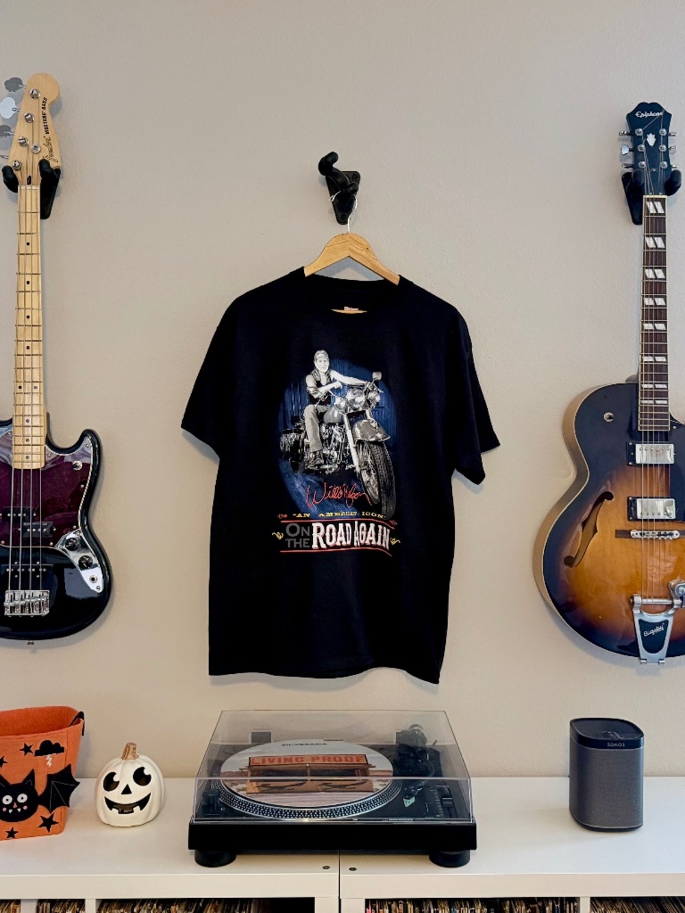 Willie Nelson On The Road Again Tee Motorcycle Truck Double Sided Black L